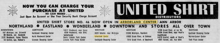 Arborland Center - Dec 1961 United Shirt Location